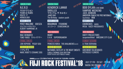 【FUJI ROCK FESTIVAL’18】フジロック第8弾＆ステージ別ラインナップ発表