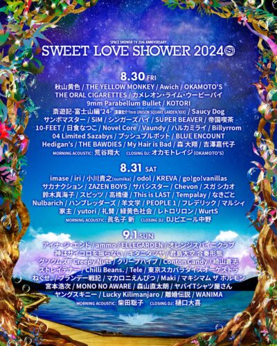 【SWEET LOVE SHOWER 2024】ラブシャのタイムテーブル公開＆ヤバイTシャツ屋さんの追加出演が決定