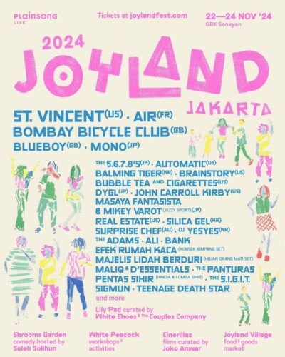 11月ジャカルタ 「Joyland Festival 2024」にAIR、St.Vincent、MONOら出演決定