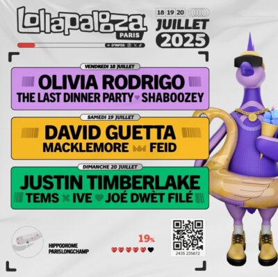 【Lollapalooza Paris 2025】ロラパルーザ パリのラインナップ発表で、Olivia Rodrigo、David Guetta、Justin Timberlake、Iveら出演決定