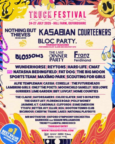 【フジロック同日程】イギリス「Truck Festival」に、Nothing But Thieves、Kasabian、Courteenersら出演決定