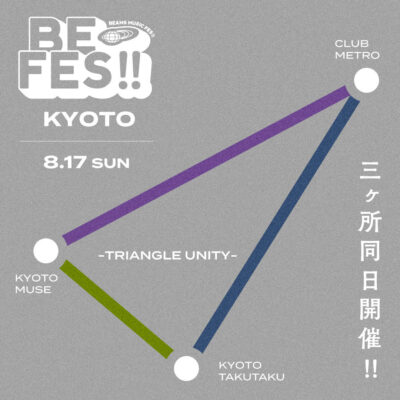 8月ビームス主催フェス「BE FES!! KYOTO」京都3ヶ所で同日開催決定