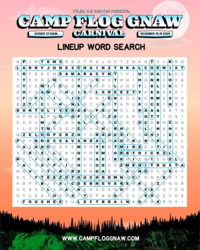 【海外フェス】11月タイラー・ザ・クリエイター主催「Camp Flog Gnaw 2025」にDoechii、Childish Gambino、Ca7riel & Paco Amorosoら出演