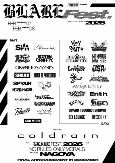 coldrain主催フェス「BLARE FEST. 2026」第2弾発表でLiSA、SPYAIR、Amira Elfekyら14組追加
