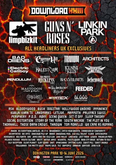 【海外フェス】2026年6月イギリス「Download Festival」ラインナップ発表でGuns N’ Roses、Linkin Park、Limp Bizkit、BABYMETALら決定