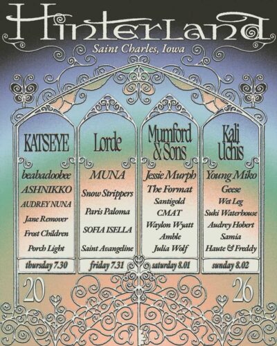 【海外フェス】2026年7月米「Hinterland 2026」にKATSEYE、Lorde、Mumford & Sons、Kali Uchisら出演決定
