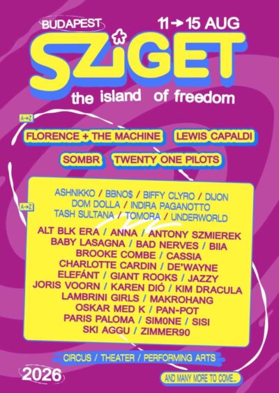 8月ハンガリー「Sziget Festival 2026」にFlorence + the Machine、Lewis Capaldiら決定
