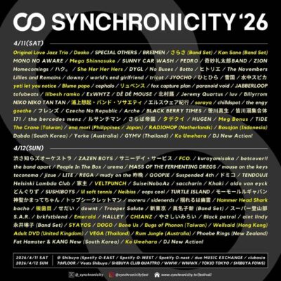 【SYNCHRONICITY’26】シンクロニシティ最終発表でOriginal Love Jazz Trio、FCO.、Mega Shinnosukeら36組追加