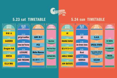 【GREENROOM FESTIVAL’26】グリーンルームタイムテーブル発表