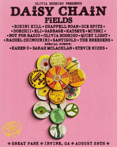 【Daisy Chain Fields】オリヴィア・ロドリゴ主催女性アーティスト限定フェスティバル開催発表。Chappell Roan、Mitski、KATSEYEら16組出演決定