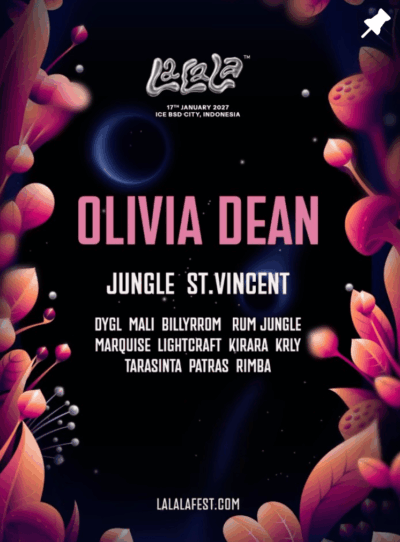 「LaLaLa Festival 2027」がインドネシア・フィリピン・タイの3か国で開催決定。Olivia Dean、Jungleら出演【海外フェス】