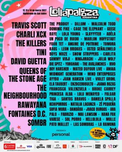 ロラパルーザ南米3か国のラインナップ発表。Travis Scott、Charli xcx、The Killers、Queens of the Stone Ageら出演決定【Lollapalooza 2027】